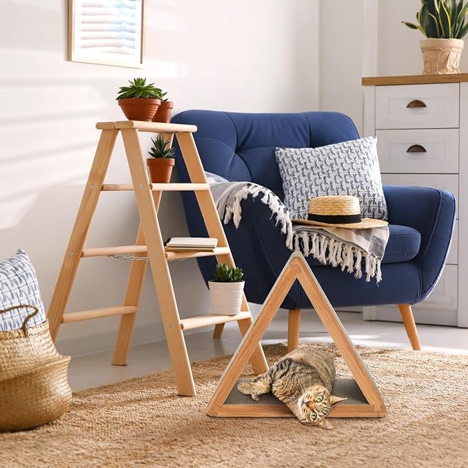 Nicunom 3-Sided Vertical Cat Scratching Post, Cat Scratcher Foldable, Triangle Cat Scratching Board, Multiple Angle Scratch Pad, 6 Usable Sides Recyclable Cat Scratcher Cardboard for Indoor Cats - Image 6