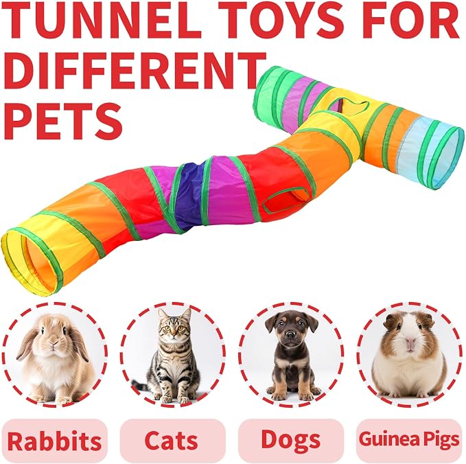 Pet Cat Tunnel, S-T Size Tunnels for Indoor Cats, Collapsible Pet Tunnel for Kitten, Puppy, Rabbit, 25cm-Wide Tunnels, Durable & Breathable, with Peek Hole Toy Ball - Image 2