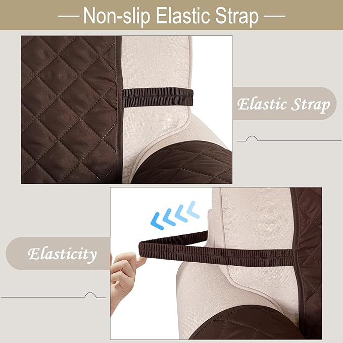 Reversible 4 Seater Sofa Cover 91 Inch Large Couch Cover Furniture Protector(Sofa XX-Large,Chocolate/Beige) | Couch Cover Furniture Protector with Foam Sticks Elastic Straps Furniture Protector for Pets Children Dog Cat - Image 6