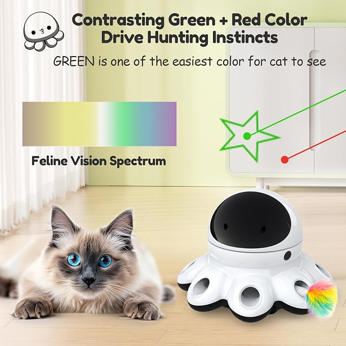 ORSDA Cat Laser Toy, 2-in-1 Interactive Automatic Motion Activated Moving 8 Holes Whack A Mole Feather, USB Rechargeable Electronic Smart Sensor Kitten Toys for Indoor Exercise - Image 2