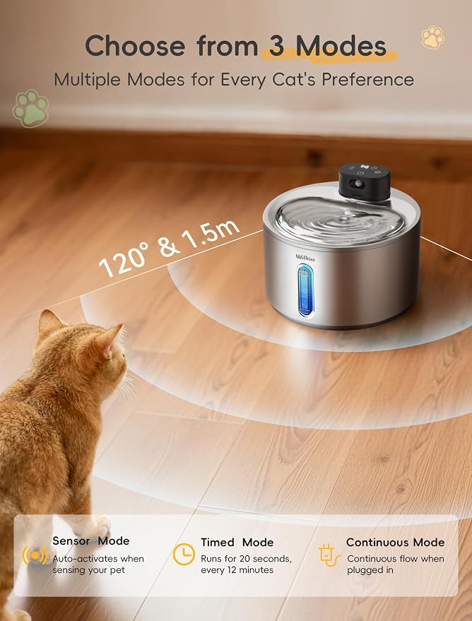 Stainless Steel Cat Water Fountain, Cordless Fountain for Cat & Dogs Indoor | 135fl.oz/4L Capacity, 4000mAh Battery, ultra-quiet - Image 4