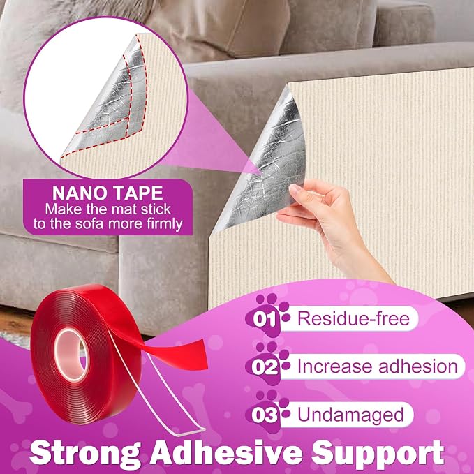 ENONCI 23.6x15.8 Cat Scratcher Mat, Self-Adhesive Cat Scratch Furniture Protector - Image 5