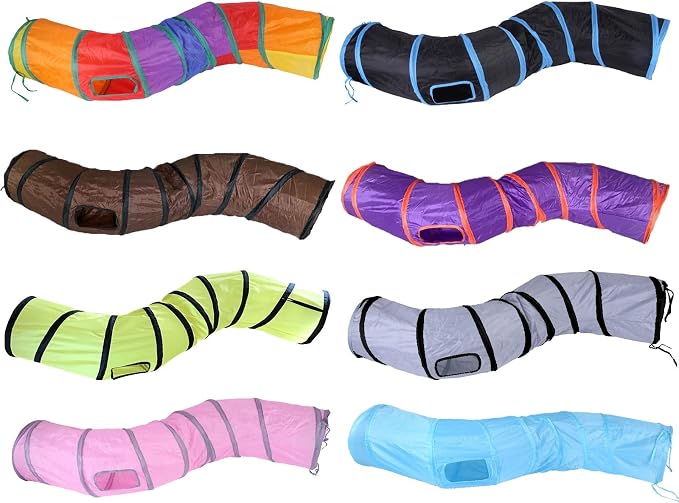 iCAGY Cat Tunnel Toys for Indoor Cats Kittens Rabbits, Pet Toy Play Tunnels | Interactive Crinkle Pop Up Tunnel Toys, Relieve Cat Boredom, Gray 47" Shape S - Image 7