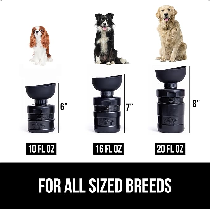 GORILLA GRIP Dog Water Bottle, Portable Water Bowl Dispenser for Dogs, 16 oz Leak Proof Pet Travel Squeeze Bottles Food Grade Silicone, Stocking Gifts for Pets to Go Puppy Essentials, Black - Image 6