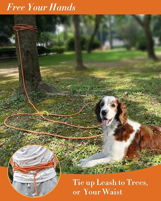 2 Pack Orange&Green 20FT Long Dog Leashes That Pull,Heavy Duty Dog Lead for Large Medium Small Dogs Outside Walking, Playing, Camping, or Yard - Image 6