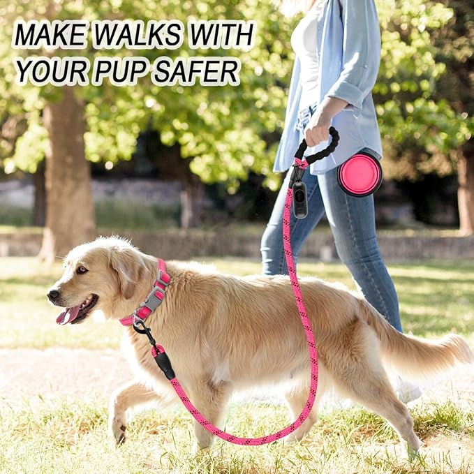 BARKBAY Dog Leashes for Large Dogs Heavy Duty Dog Leash 4/5/6 FT with Comfortable Padded Handle and Highly Reflective Threads for Medium Large Dogs Walking Training Running (4FT-1/2'',Pink) - Image 3