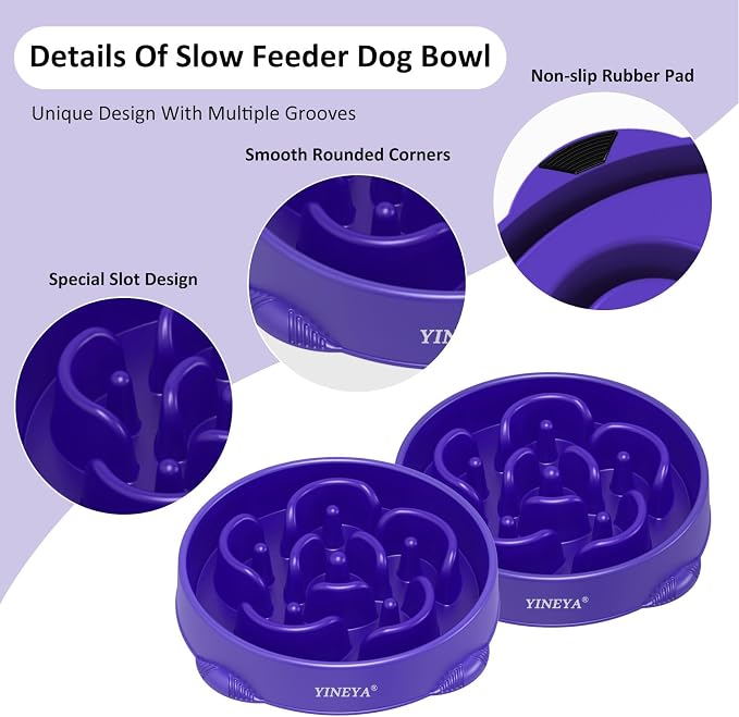 YINEYA 4 Cups Slow Feeder Dog Bowls Large Breed, Anti-Choking Pet Supplies, Maze Dog Food Bowl, Puzzle Feeder That Slow Down Eating - Image 4