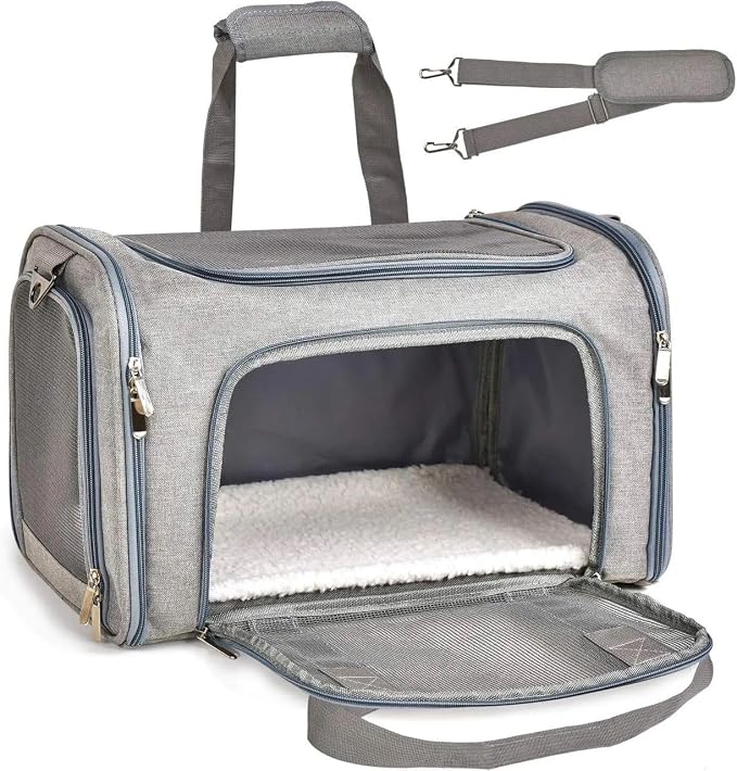 Pet Carrier Soft-Sided for Small Dogs & Cats, Foldable Airline Approved Pet Travel Carrier with Breathable Mesh, Washable Cushion & Shoulder Strap, Portable Puppy Cat Carrier Bag 19.7 * 13 * 13 - Image 2