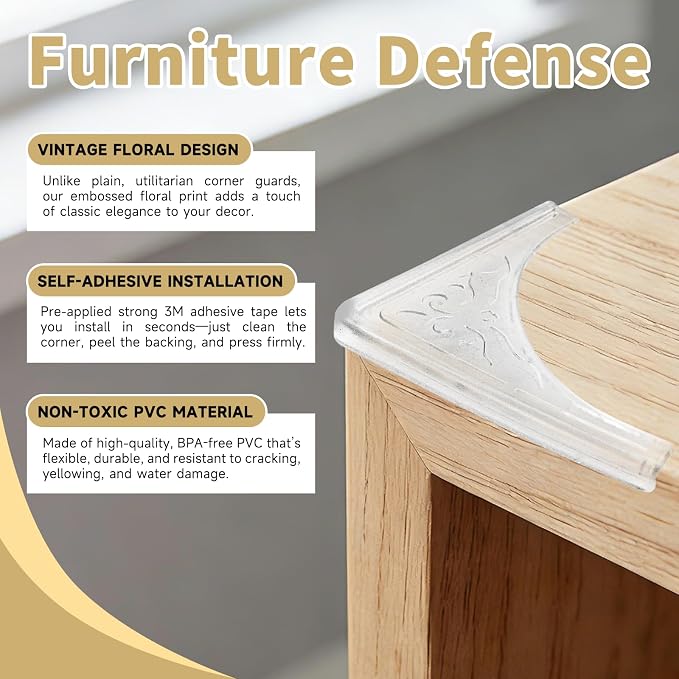 4 Pcs Safety Soft Corner Protectors Guards,Table Corner Protectors Proof Corners and Edge Protectors for Furniture Bookcases Drawers (Transparent) - Image 4