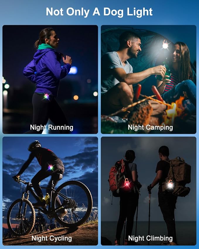 2 Pack Dog Collar Light, 4 Modes Clip On Dog Lights for Night Walking, Glow in The Dark LED Pet Collar Charm, Rechargeable Pet Camping Essentials for Nighttime Running, Cycling, Hiking(Orange) - Image 6