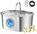 108 oz/3.2L Cat Water Fountain Stainless Steel with Water Level Window | Cat Fountain: Durable, Ultra-Quiet Operation, Large-Capacity Pet Fountain by KANCHOU
