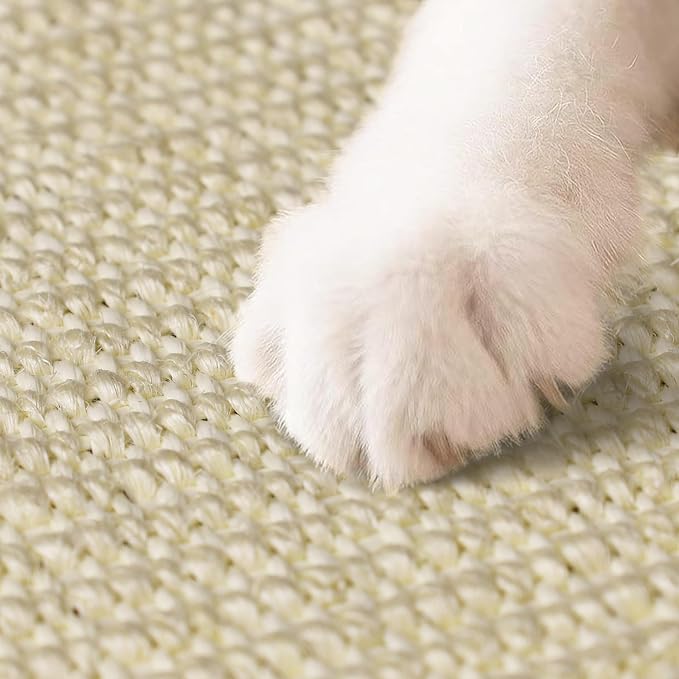 Graciadeco White Cat Scratching Mat Sisal, 2 Packs Sisal Fabric Large Cat Scratching Pad for Indoor Cats with Adhesive Hook Loop Tape, Wall Scratchers for Indoor Cats 23.6" x 15.7" - Image 4