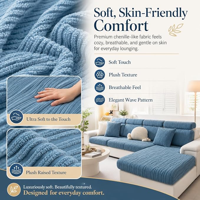Stretch Sofa Slipcover, 2026 Upgraded Non Slip Couch Cover with Adjustable Straps, Pet Dog Cat Friendly Furniture Protector for 3 Seater, Washable for Living Room - Image 5