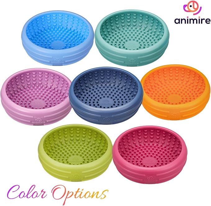 Dog Lick Bowl, Animire Freeze Lick Mat for Dogs, Non-Slip Slow Feeder Licking Bowl Enrichment Treat for Distraction Anxiety Relief, Food Grade Silicone, Dishwasher Safe(Pastel Purple,L) - Image 9
