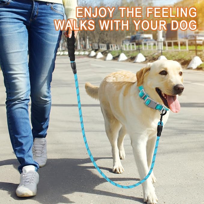 BARKBAY Dog Leashes for Large Dogs Heavy Duty Dog Leash 2 Pack 5 FT with Comfortable Padded Handle Highly Reflective Threads for Medium Large Dogs Walking Training Running (5FT-1/2,Blue+Black) - Image 7