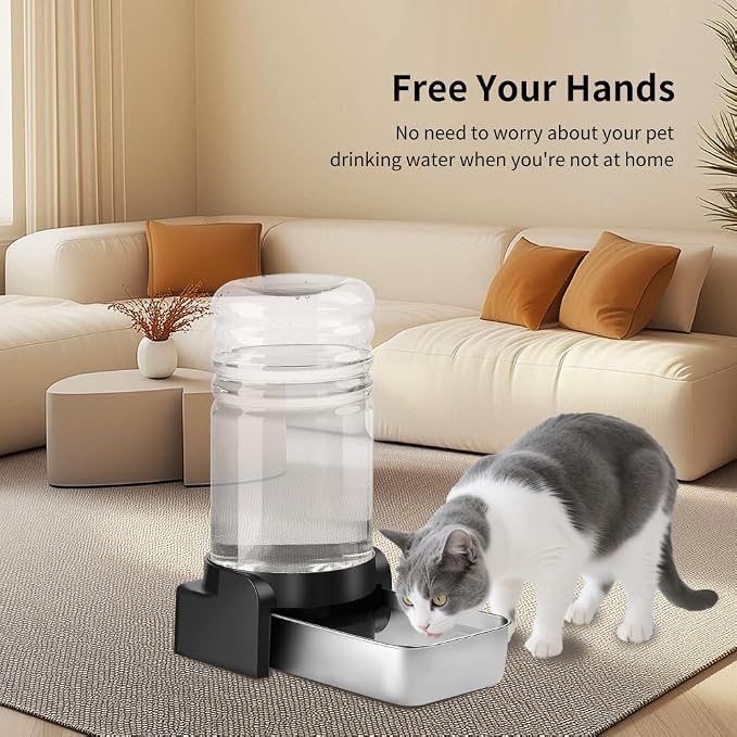 Marchul 1 Gallon Cat Water Dispenser, Automatic Gravity Dog Water Bowl Dispenser with 3 Filters, Stainless Steel Large Capacity Cat Waterer for Cats and Small Dogs (3 Filters) 3.8L - Image 5