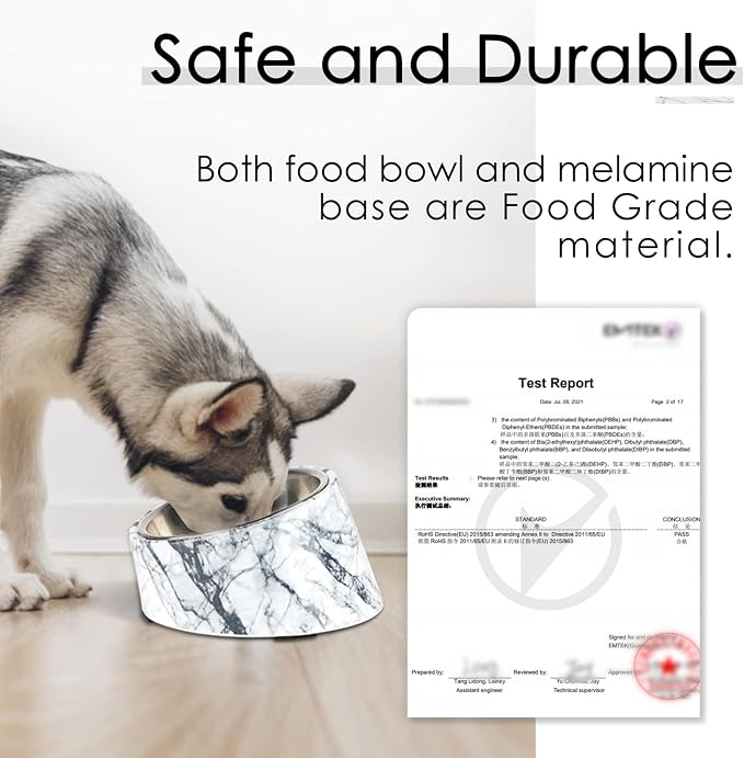 SuperDesign Mess Free 15° Slanted Bowl for Dogs and Cats, Tilted Angle Bulldog Bowl Dog Feeder, Non-Skid & Non-Spill, Easier to Reach Food S/0.5 Cup Marble Pattern - Image 5