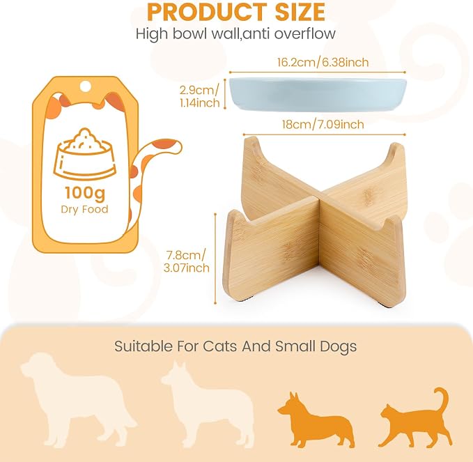 PETTOM Slow Feeder Cat Bowl with Stand, Ceramic Slow Eating Cat Bowl with Higher Edges Fish Pool Design Elevated Food Bowls for Dry and Wet Food Anti-Vomiting Puzzle Feeder for Healthy Eating Diet - Image 3