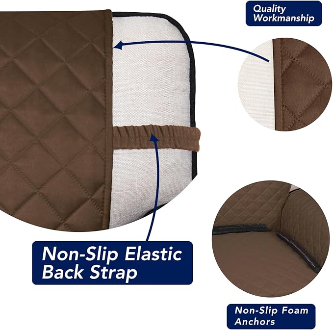 PureFit Reversible Quilted Couch Covers for Dogs Loveseat Sofa Cover 54" | Coffee/Ivory, Water Resistant Couch Protector, Washable Pet Couch Cover with Non Slip and Elastic Straps For Kids - Image 2