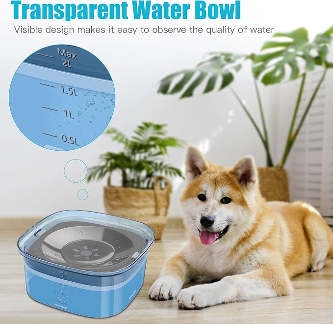 UPSKY 70oz Dog Water Bowl, No Spill Slow Drinking Feeder for Messy Drinke | Large Capacity, Spill Proof, Prevent Pet Prevents Choking, Anti-Slip, Visible Water Level, Suitable for Travel and Car Trips - Image 4