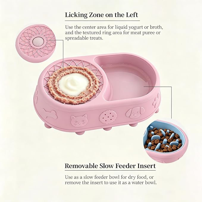 Slow Feeder Dog Bowl with Lick Mat, 2 in 1 Silicone Feeding Bowl | Promotes Healthy Eating Habits and Engaging Mealtime Experience - Image 6