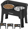 URPOWER Elevated Dog Bowls, 3-in-1 Double Deck Raised Dog Bowl Stand | 4 Height Adjustable Raised Stand with 2 Stainless Steel Food Bowls & Licking Plate for Small, Medium & Large Dogs by URPOWER