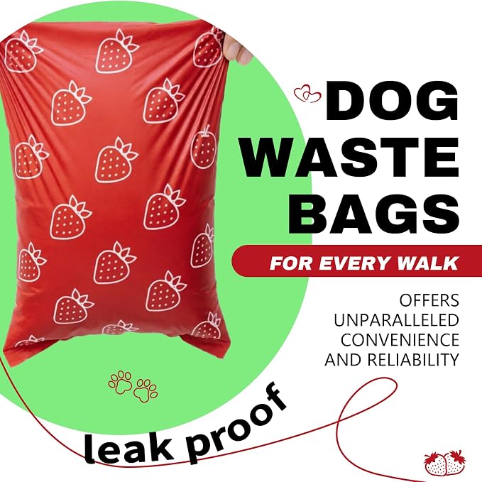 Strawberry Scented Dog Poop Bags- 42 Rolls 630 counts Leak Proof | Extra Large 13x9 Inch Red Dog poop bags rolls with Dispensers, Fragrance Bags for Dogs Walking and Cat Litter - Image 4
