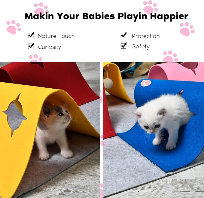 4-Way Cat Tunnels for Indoor Cats, Interactive Toys with Plush Ball | 35.4" Multi-Entrance Cat Play Tunnel with Cozy Hideaway Space, Provides Enrichment, Exercise, Exploration & Interactive Play - Image 4