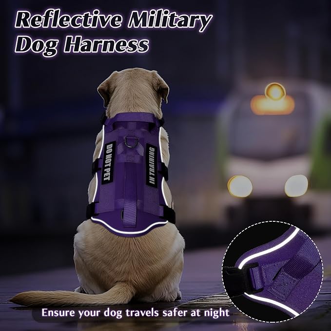WINSEE Escape Proof Dog Harness with Double Handle+4 Removable Patches | Service Working Molle Harness with Double Handle for Large Dogs, Tactical Pet Reflective Vest for Walking Hiking Hunting - Image 6
