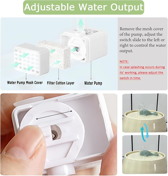 Ceramic Automatic Pet Water Fountain, 45oz/1.3L White Water Bowl | Ultra Quiet Cat Water Fountain with Activated Carbon Filter, Pet Drinking Water Dispenser Perfect for for Cats and Small Dog - Image 4