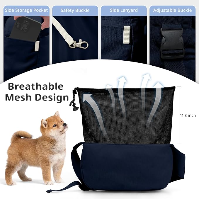 ONECUTE Dog Sling Carrier 15 lbs, Small Dog Carrier Sling for Cat & Puppies | Suitable For Carrying Pet 3-10lbs, Spacious Space So Pets Will Not Be Crowded, Adjustable Shoulder Straps And Breathable Mesh - Image 4