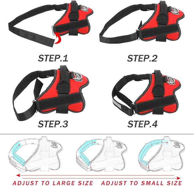 Dog Harness, No-Pull Reflective Dog Vest, Breathable Adjustable Pet Harness with Handle for Outdoor Walking - No More Pulling, Tugging or Choking (Red, XXL) - Image 3