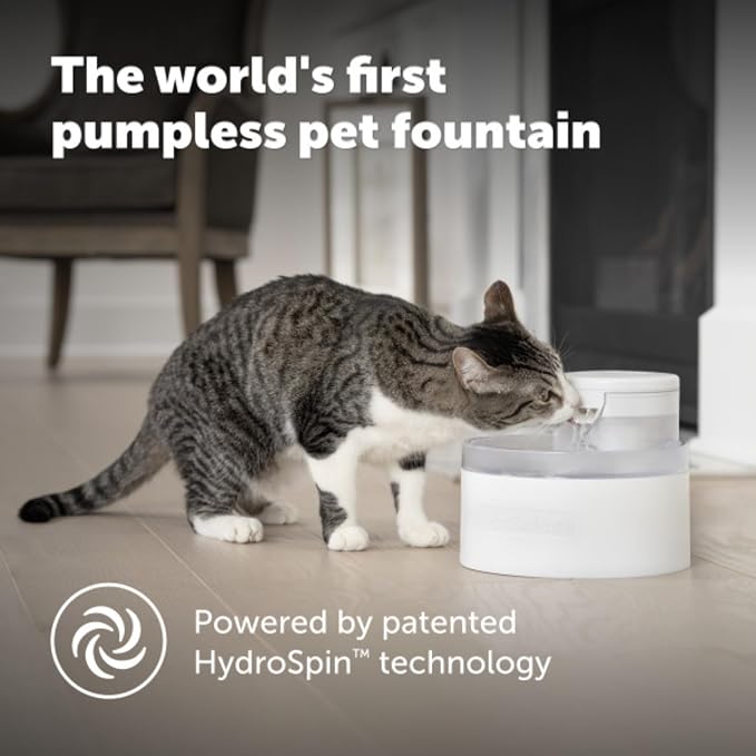 PetSafe Outlast Pumpless Cat Water Fountain, 60 oz/1.7L, Dishwasher Safe | Pumpless HydroSpin Design Circulates 60 Oz Water, Ion-x Carbon/Ion-Exchange Filter, Smart Sensors Slow Flow at Night - Image 3