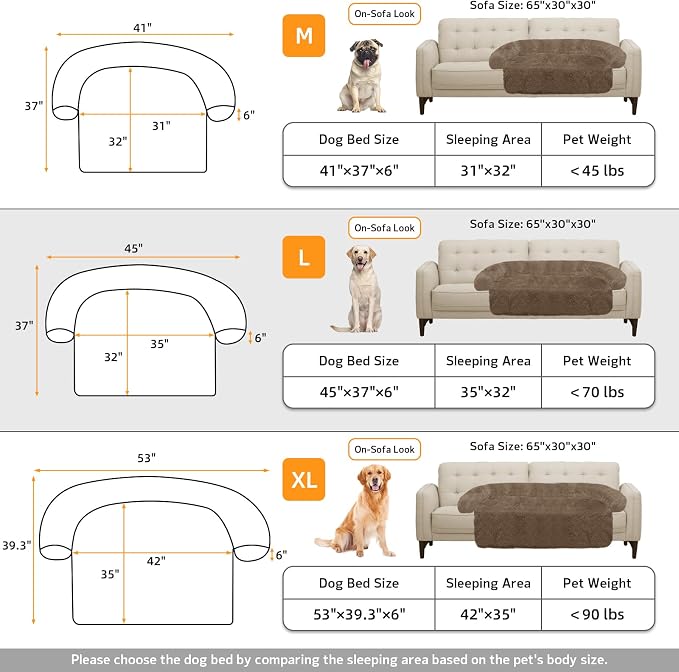 Calming Dog Bed Fluffy Plush Dog Mat for Furniture Protector with Removable Washable Cover for Large Medium Small Dogs and Cats (Large(45x37x6), Camel) - Image 5