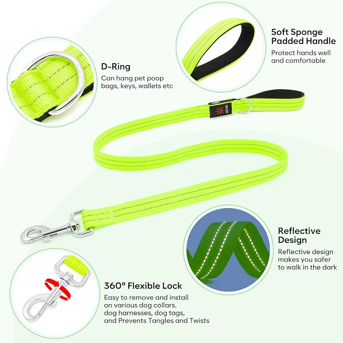 LED Dog Leash, 4 Ft Light Up Dog Leash USB Rechargeable Waterproof, Nylon Reflective Leashes with Padded Handle, Safety Glow in The Dark Pet Lights for Large Medium Small Pet(Green) - Image 7