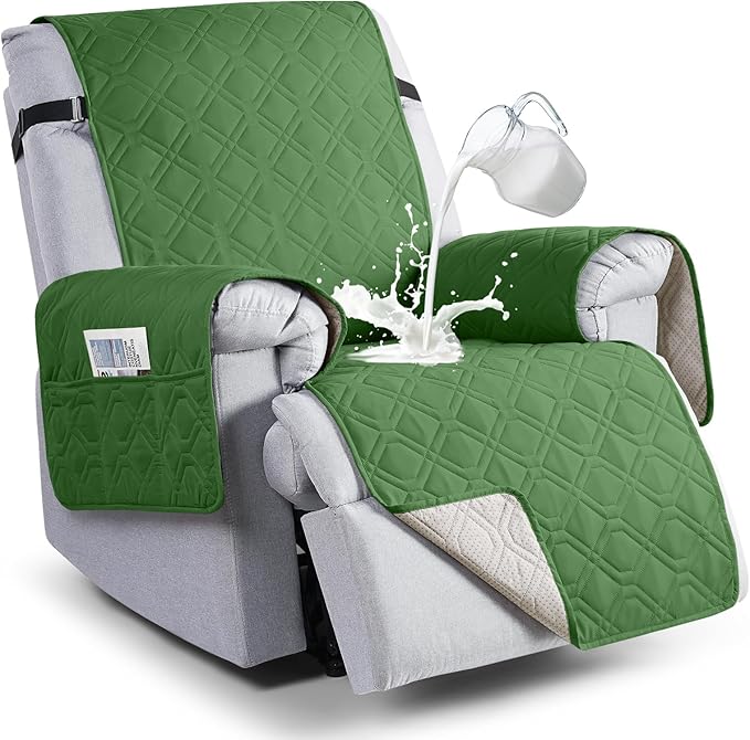 VANSOFY 100% Waterproof Recliner Chair Covers Washable, Vine Green, 30" | Non-Slip, Slipcover with Pocket, Furniture Protector, Elastic Straps, Chair Cover for Pets, Dogs by VANSOFYFURNITURECOVERS