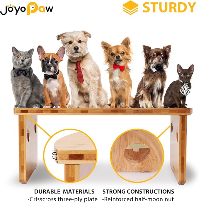 Elevated Dog Bowls, Bamboo Raised Dog Bowl for Large Dogs & Medium Dogs, with 2 Stainless Steel Bowls (10'' Tall–48 oz Bowl) - Image 5