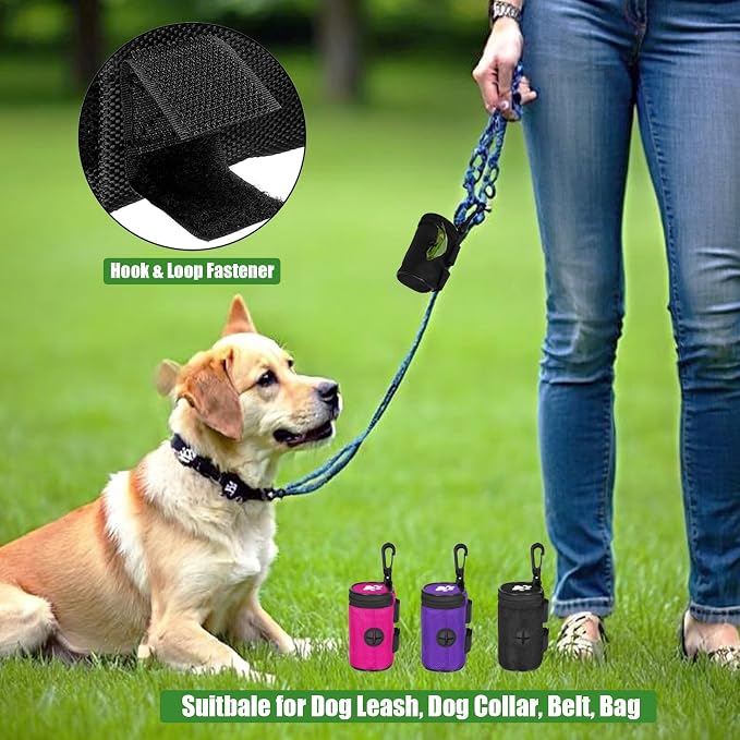 Dog Waste Bag Dispenser Pet Poop Bags Holder for Doggie Waste Bags Dispensers Soft Fabric Zipper Small Doggy Puppy Pouch for Leash Accessory Attachment with Carrier,Paw Print, No-XYBbk - Image 3