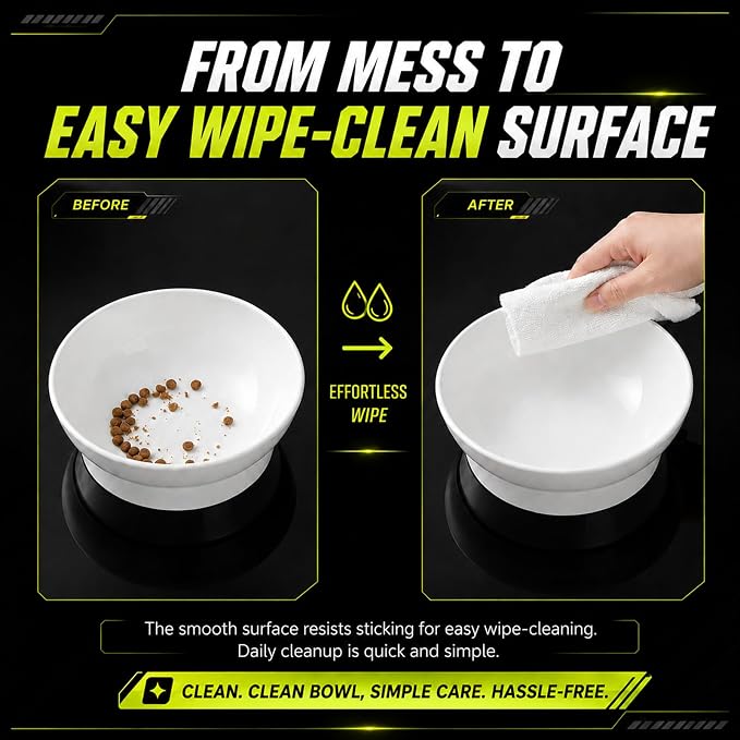 LivLab Mker Elevated Cat Bowls, Tilted Melamine, White, 2 Pack | Two tilted melamine bowls support comfortable feeding for cats, kittens, flat-faced pets, and small dogs; white finish. - Image 7