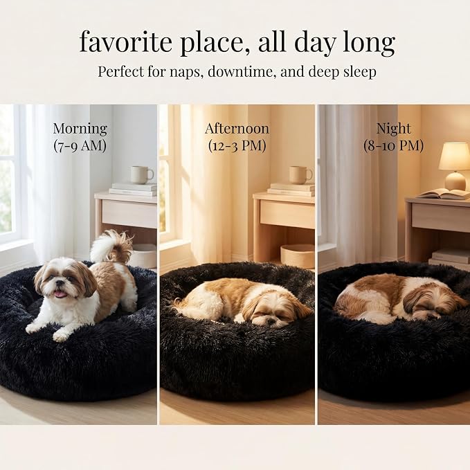 nononfish Comfortable Dog Bed for Small Dogs,Soft Donut Pet Bed | Comfortable plush pet bed with cozy round design for everyday indoor sleeping. - Image 6