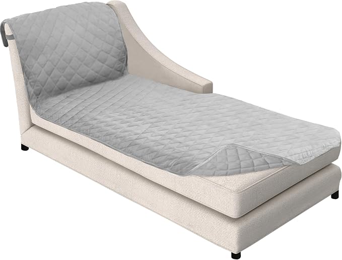 Sofa Shield® Couch Chaise Lounge Slip Cover for Dogs with Strap, Light Gray | Reversible Furniture Protector, Stain and Tear Resistant Cushion Cover, Machine Washable Slipcover for Pets, Cats 70 inch by SofaShield