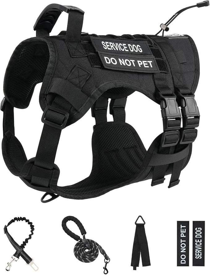 No Pull Tactical Dog Harness Small Sized Dog, Service Dog Vest, S, Black | Tactical Dog Vest Harness and Leash Set, Adjustable Military Service Dog Harness with Handle for Medium Large Dogs - Image 7