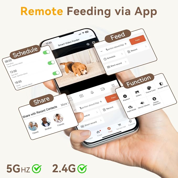 UTCG Automatic Dog Feeder with Camera: 8L/33 Cups 5G WiFi | Timed Food Dispenser for Medium Dogs, 1080P HD Night Vision, Video Recording, 2-Way Audio, APP Control - Image 6