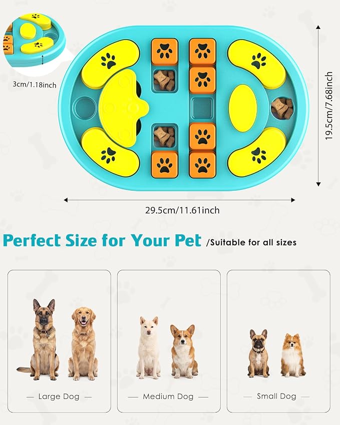 Dog Puzzle Toy, Interactive Enrichment Treat Food Puzzles, Blue | Mental & Brain Stimulation, Slow Feeder, For Smart Puppy Small Medium Large Dogs Cats - Image 3
