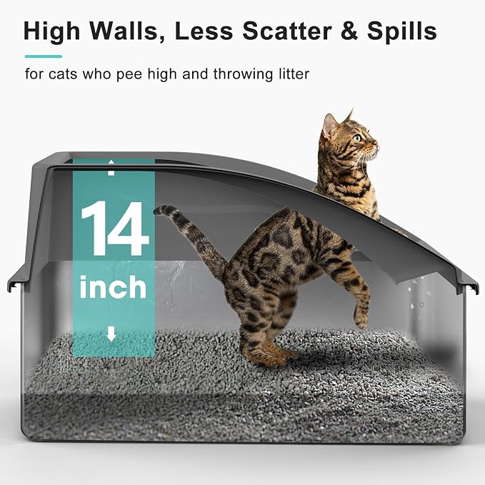 AIPERRO Stainless Steel Litter Box | XXL Deepened 8" Design Metal Cat Box | High Sided with Lid for Big Cats | Anti-Urine Leakage | Non-Stick Bottom & Easy to Clean | Includes Litter Mat & Metal Scoop - Image 2