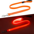 LED Dog Leash, 4 Ft Light Up Dog Leash USB Rechargeable Waterproof, Nylon Reflective Tether with Padded Handle, Safety Glow in The Dark Walking Lead for Large Medium Small Pets(Orange) by Kpuplol