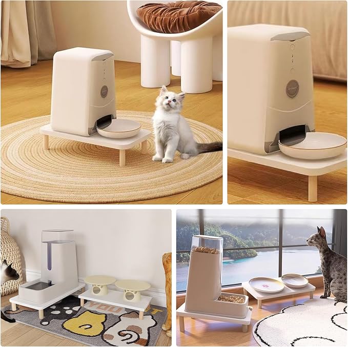 Elevated Cat Food Stand, Raised Pet Feeding Table for Cats and Dogs | Compatible with Most Bowls & Automatic Feeders, Elevated Cat Feeding Station, Cat Feeder Stand, Solid Wood, Healthy Posture L - Image 3