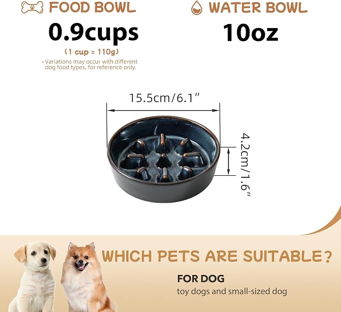 Havniva Ceramic Slow Feeder Dog Bowls, Dog Bowl Slow Feeder | 0.9 Cups Dog Slow Feeding Bowls for Small Dogs, Puzzle Dog Food Bowls for Fast Eater, Pet Slow Feeding Dish, Non-Slip - Image 2