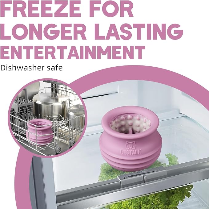 Dog Enrichment Treat Toy, Long-Lasting Wobbly Interactive Freeze Lick Toys for Dogs, Stuffable Puzzle Feeder Toy for Boredom, Silicone Treat Dispensing Chew Toy (Pastel Purple,L) - Image 3