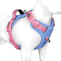 No Pull Dog Harness, Unique Colors Reflective Adjustable Dog Vest | with Soft Training Handle Metal Clips for Small Medium Large Dogs (Baby Blue Base & Pink Straps,XL) by PHOEPET